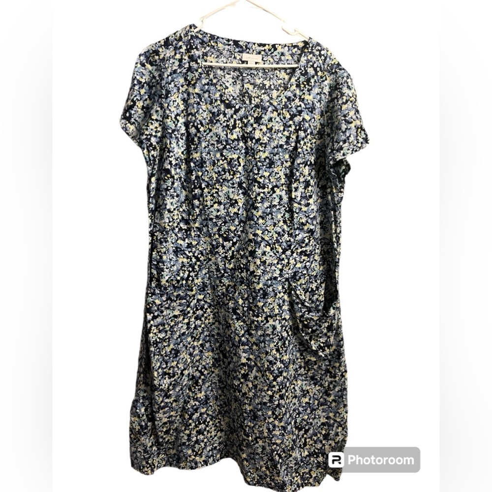 J. Jill Blue and White Midi Sundress with Dolman Sleeves